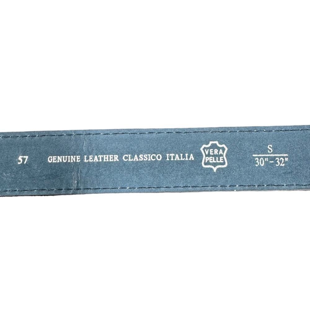 Boho Artisan Floral Buckle Black Distressed Leather Belt Small Western Cottage - Picture 5 of 5
